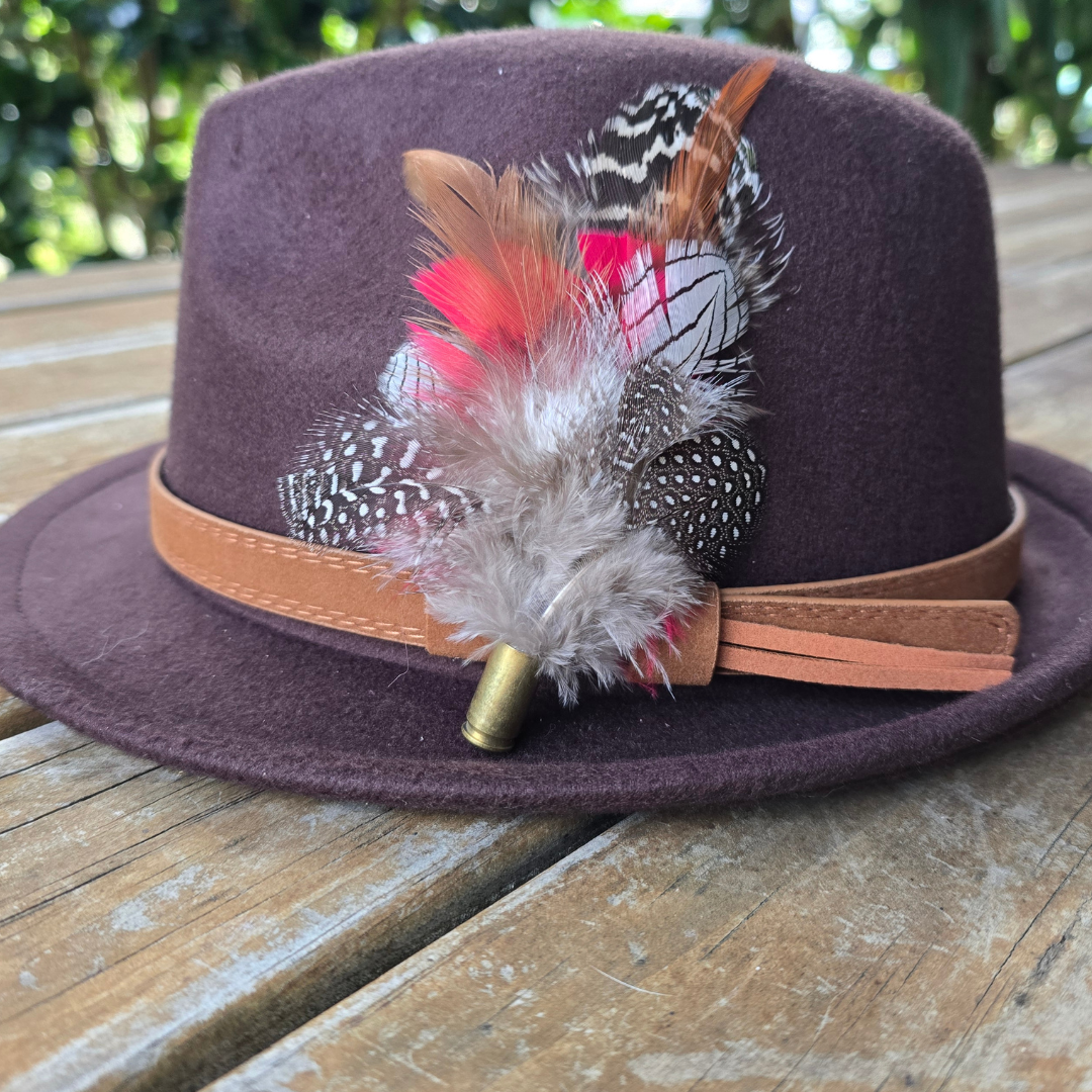Feather Hat Pin- Splash Of Red The Country Estate