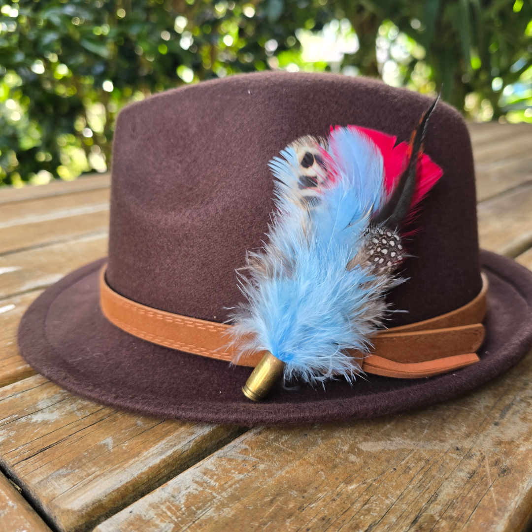 Feather Hat Pin- Splash Of Red The Country Estate