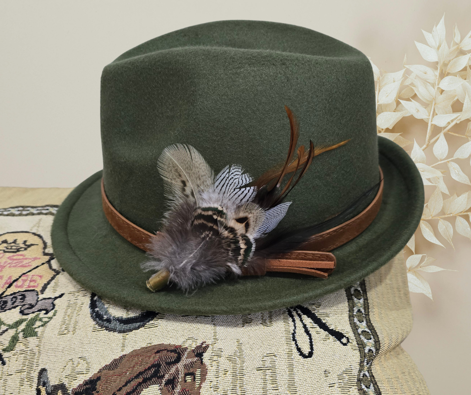 Feather Hat Pin- Hint Of Green The Country Estate