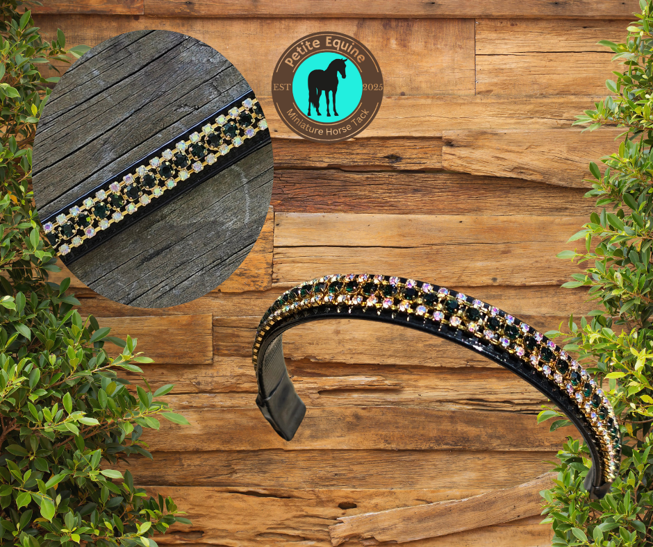 J Hook Checkerboard Noseband -Emerald Green Petite Equine