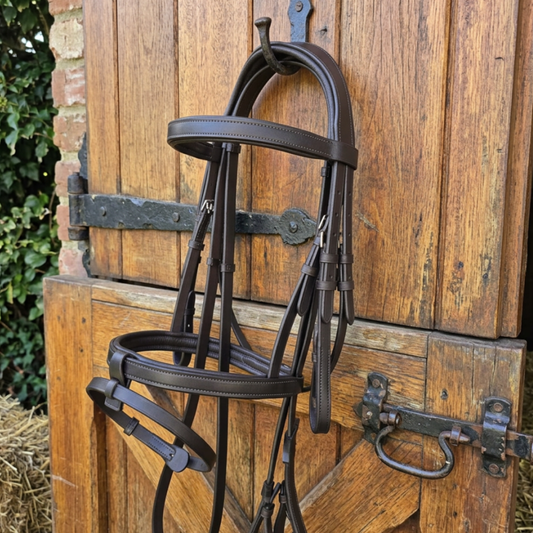 GES Crown Snaffle Bridle | Havana Brown  Foxwood Equestrian | Showing Tack and Saddlery Store