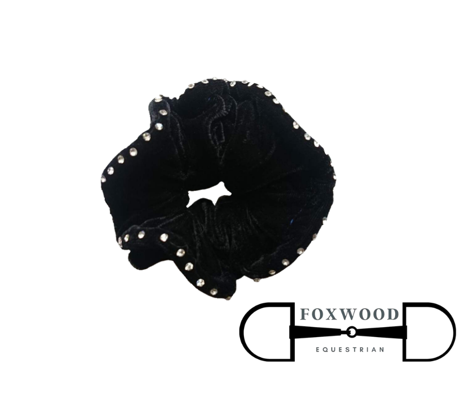 Rhinestone Scrunchie Black  Foxwood Equestrian | Showing Tack and Saddlery Store