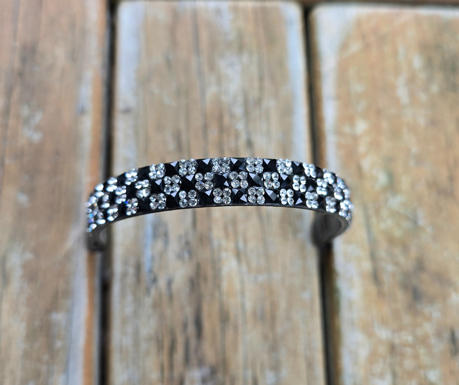 J Hook Checkerboard Noseband -Black And Clear Petite Equine