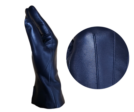 Adults Hurlford Navy Leather Gloves