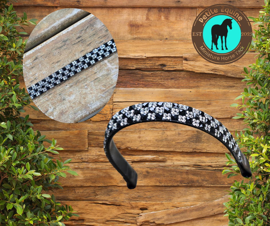 J Hook Checkerboard Noseband -Black And Clear Petite Equine