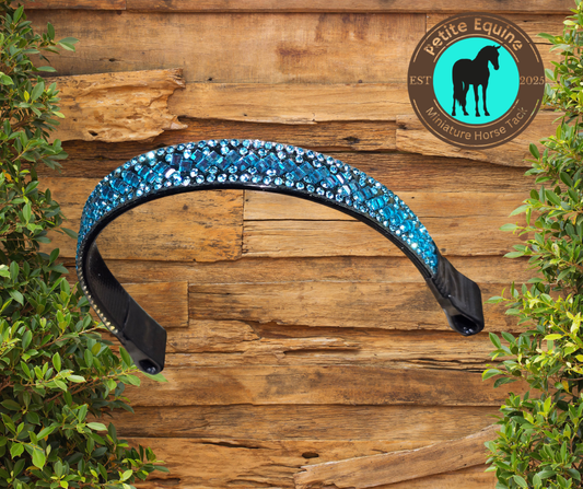 J Hook Noseband -Black On Black Teal Petite Equine