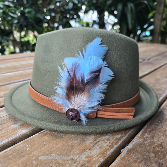 Feather Hat Pin-Baby Blue With Fox Detail The Country Estate