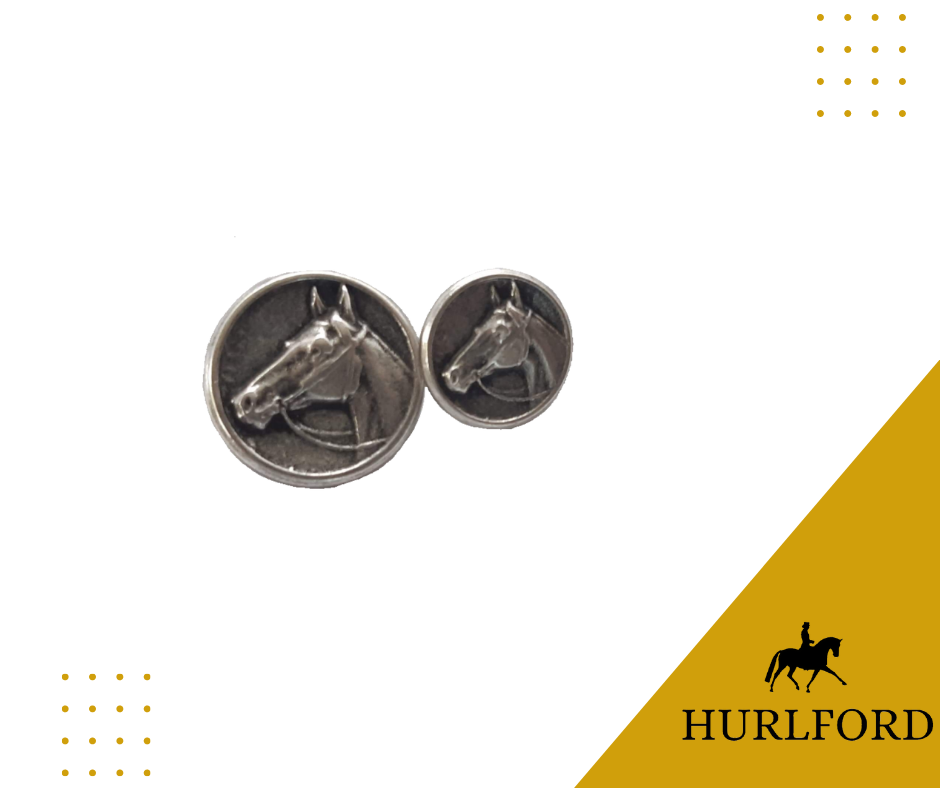 Single Silver Horse Head Buttons