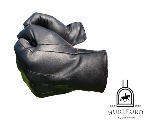 Hurlford Adults XLarge  size 10 Black Leather Gloves