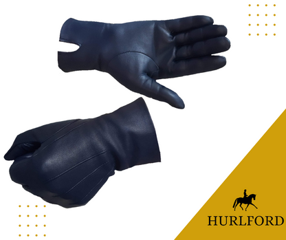 Adults Hurlford Navy Leather Gloves